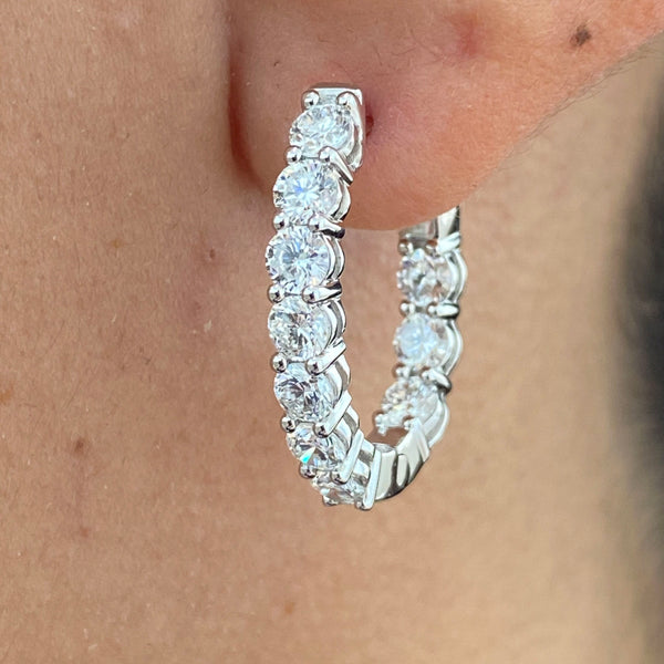 Diamond Hoop Earrings 2.21 Carat White Gold 14K