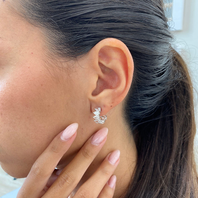 Diamond Hoop Earrings 3.11 Carat White Gold 14K