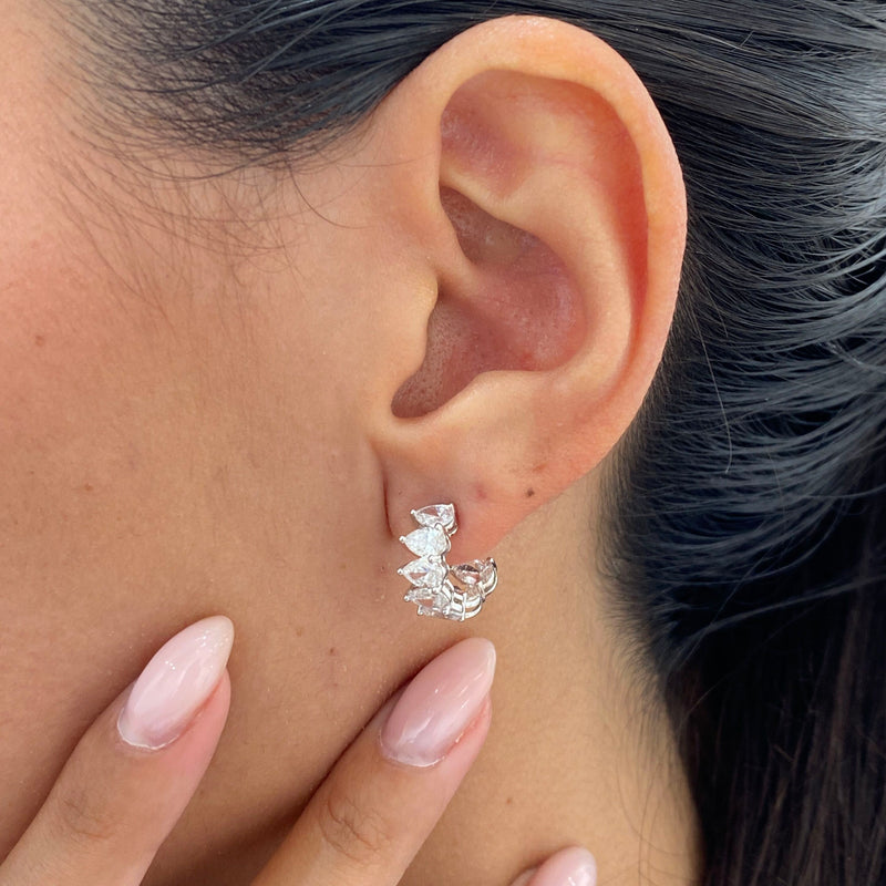 Diamond Hoop Earrings 3.11 Carat White Gold 14K