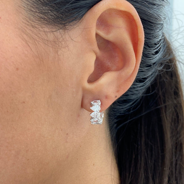 Diamond Hoop Earrings 3.11 Carat White Gold 14K
