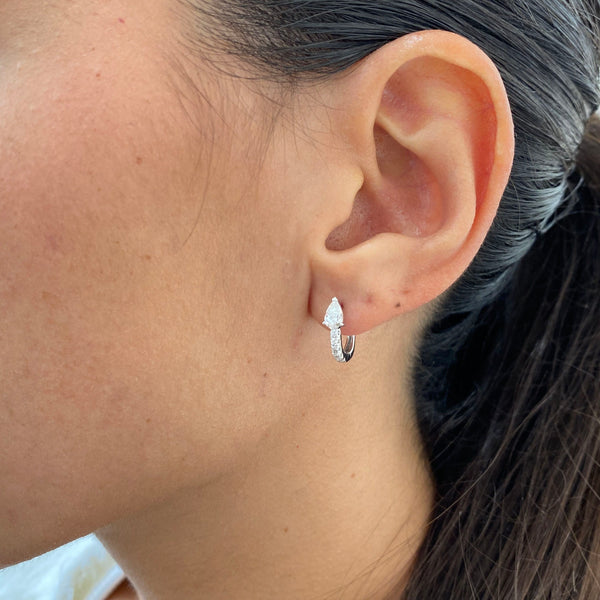 Diamond Hoop Earrings 0.66 Carat White Gold 14K