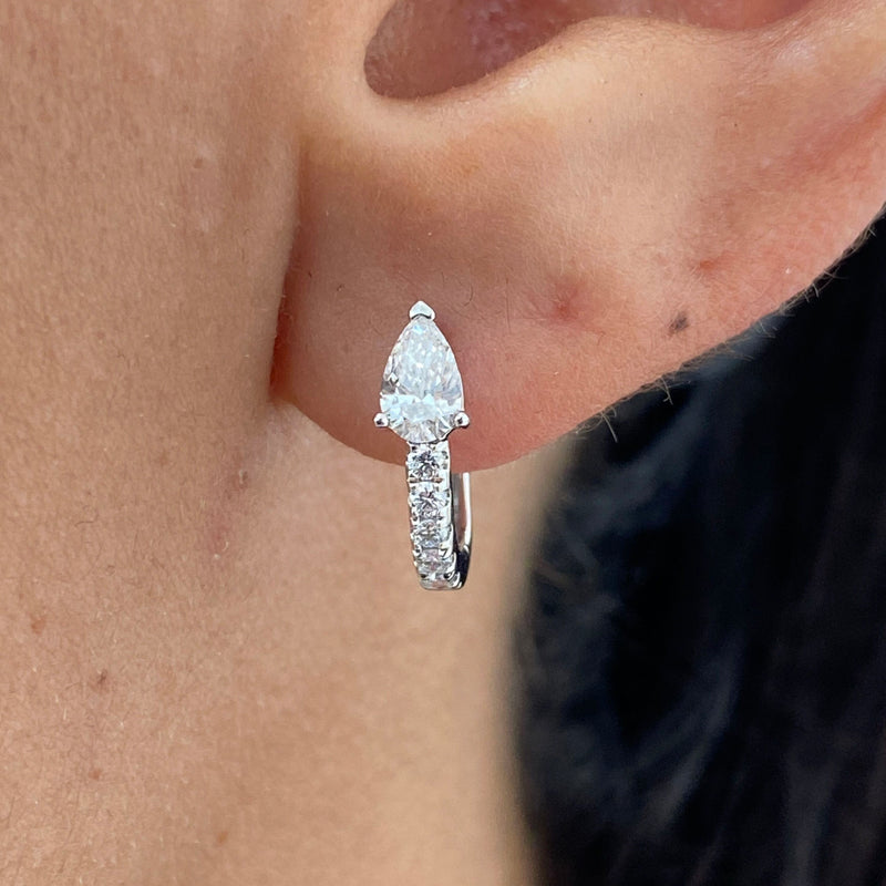Diamond Hoop Earrings 0.66 Carat White Gold 14K