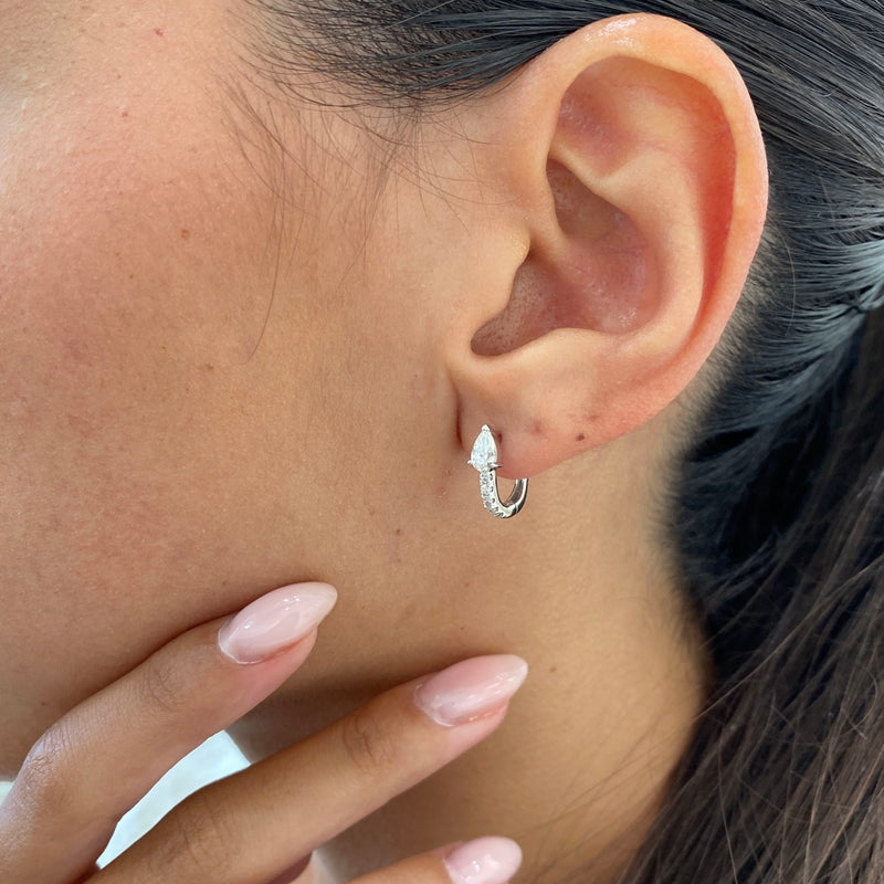 Diamond Hoop Earrings 0.66 Carat White Gold 14K