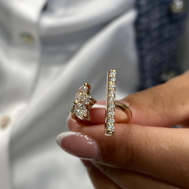 Diamond Open Ring 0.82 Carat Rose Gold 14K