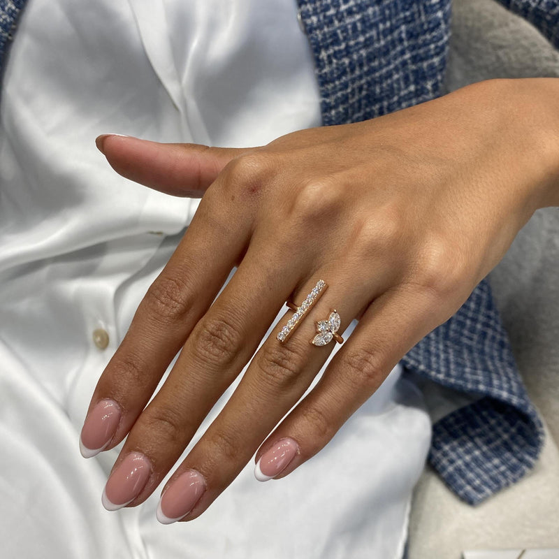 Diamond Open Ring 0.82 Carat Rose Gold 14K