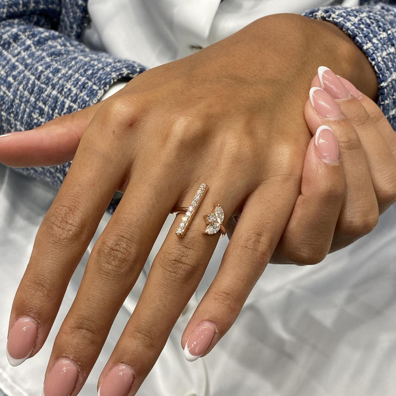 Diamond Open Ring 0.82 Carat Rose Gold 14K