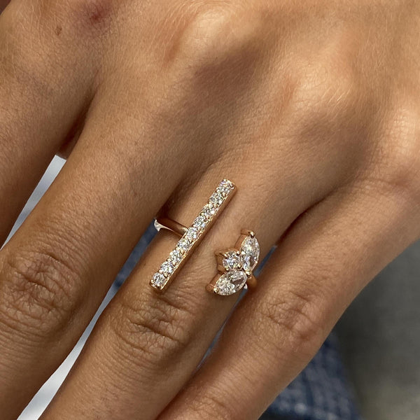 Diamond Open Ring 0.82 Carat Rose Gold 14K