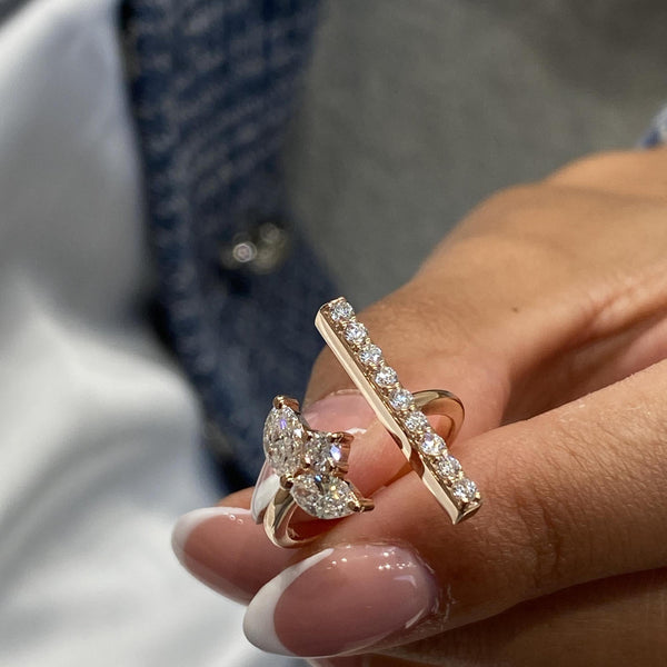 Diamond Open Ring 0.82 Carat Rose Gold 14K