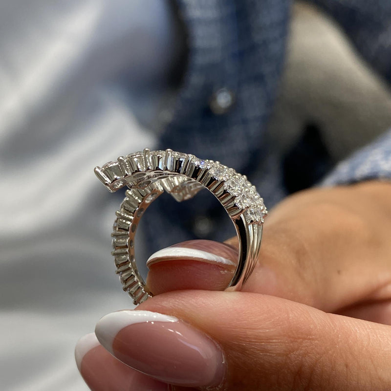 Diamond Wrap Ring 2.70 Carat White Gold 14K