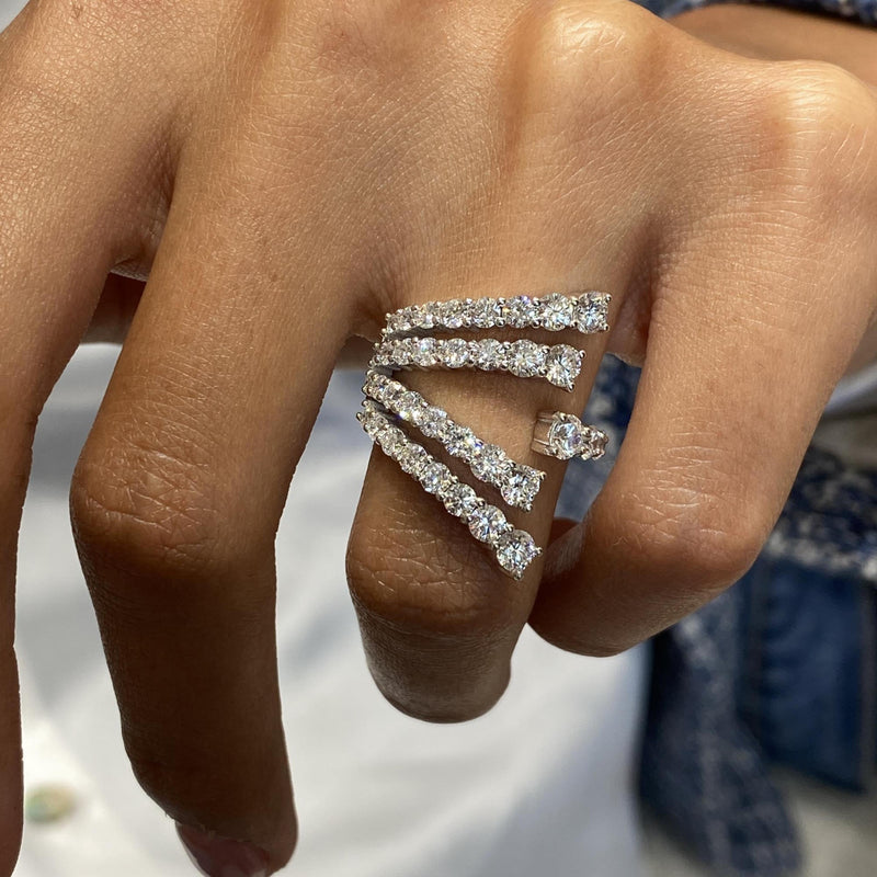 Diamond Wrap Ring 2.70 Carat White Gold 14K