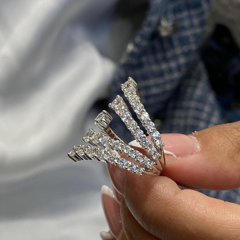 Diamond Wrap Ring 2.70 Carat White Gold 14K