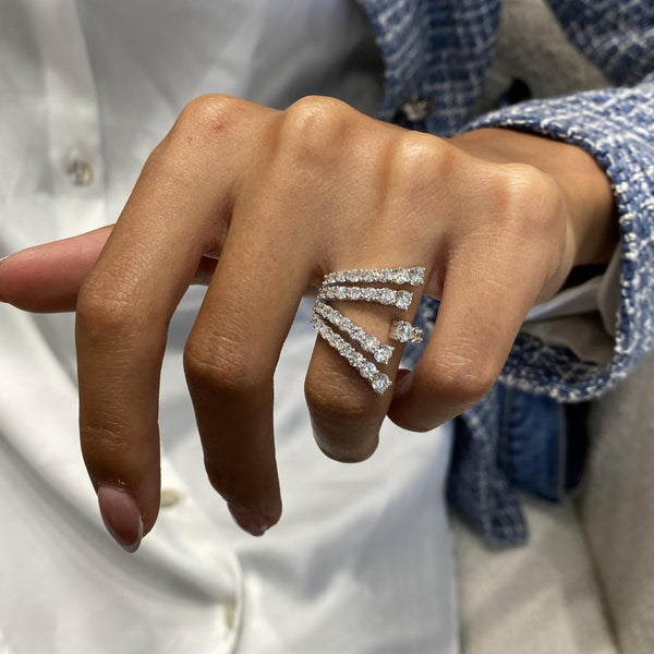 Diamond Wrap Ring 2.70 Carat White Gold 14K