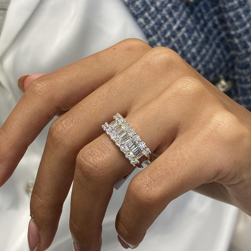 Diamond Band Ring 1.96 Carat White Gold 14K