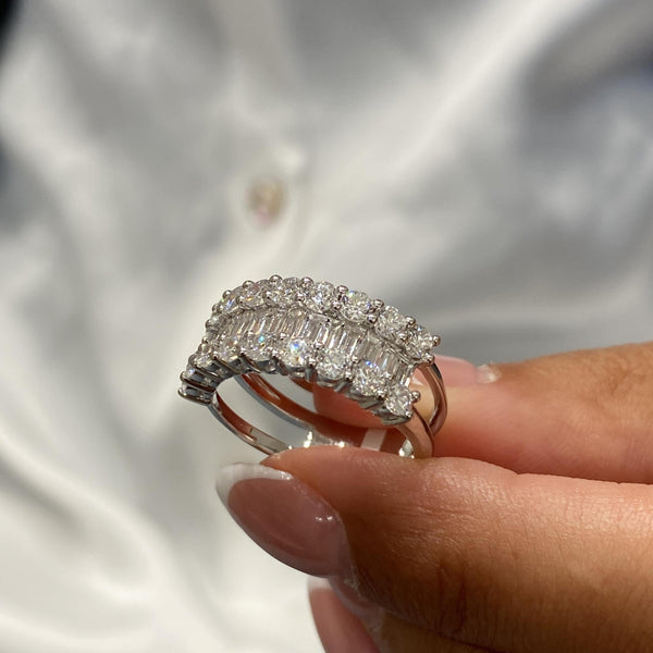 Diamond Band Ring 1.96 Carat White Gold 14K