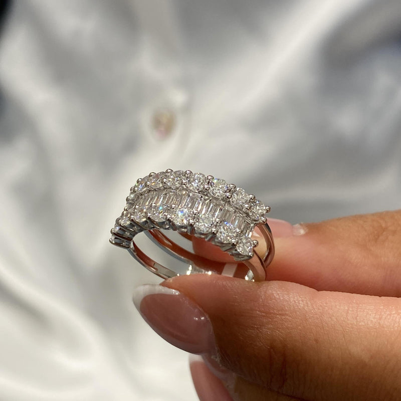 Diamond Band Ring 1.96 Carat White Gold 14K