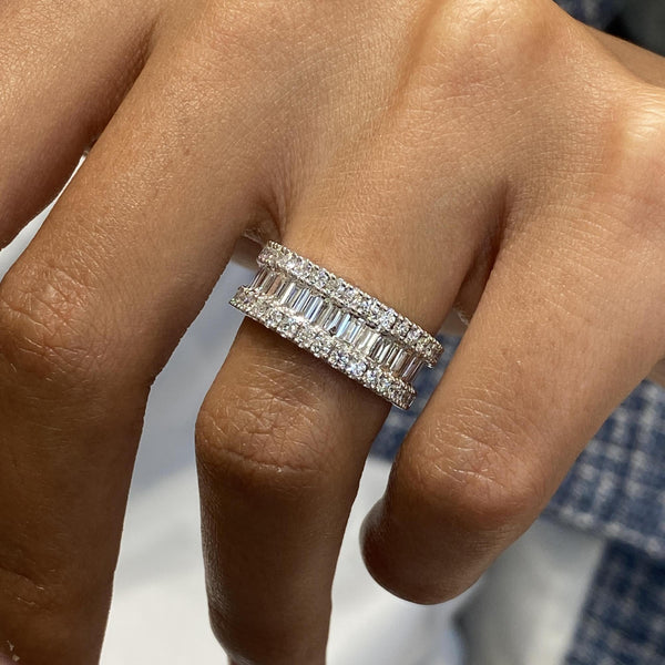 Diamond Band Ring 1.59 Carat White Gold 14K