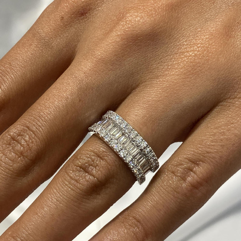 Diamond Band Ring 1.59 Carat White Gold 14K
