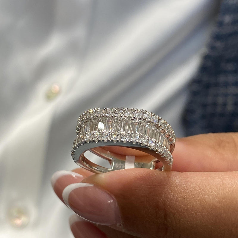 Diamond Band Ring 1.59 Carat White Gold 14K