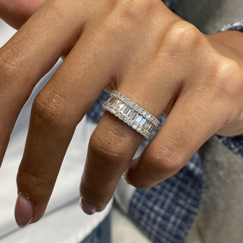 Diamond Band Ring 1.59 Carat White Gold 14K