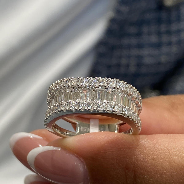 Diamond Band Ring 1.59 Carat White Gold 14K