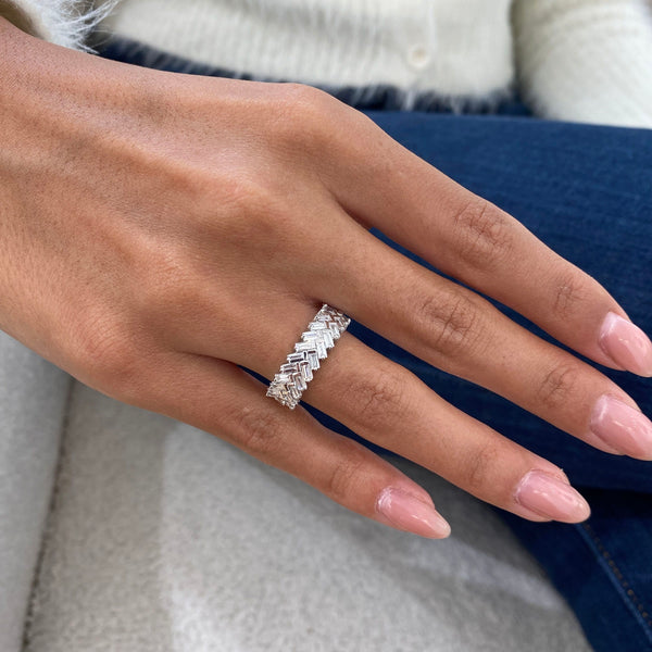 Diamond Half Eternity Ring 1.21 Carat White Gold 14K