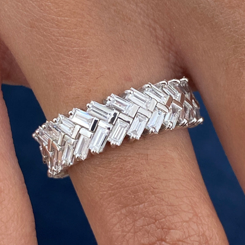 Diamond Half Eternity Ring 1.21 Carat White Gold 14K