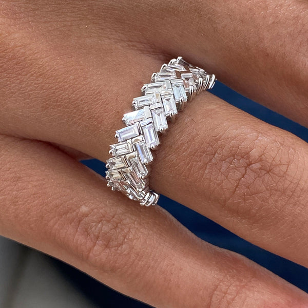 Diamond Half Eternity Ring 1.21 Carat White Gold 14K