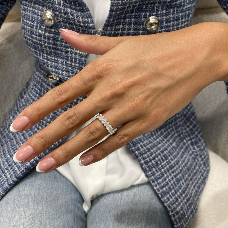Diamond Half Eternity Ring 1.09 Carat White Gold 14K