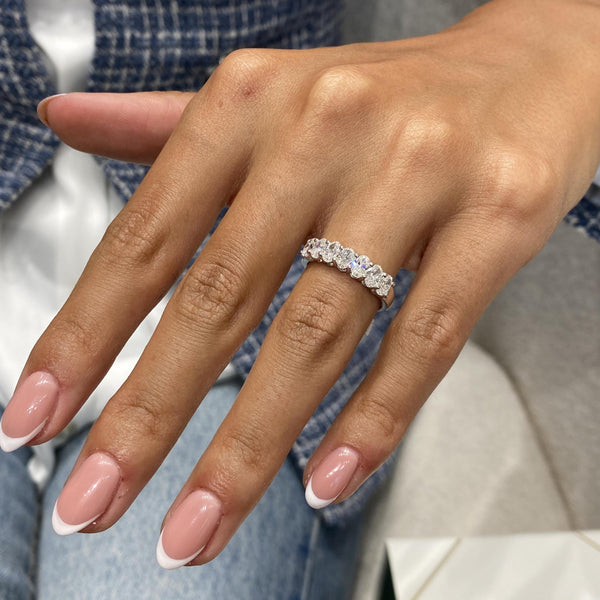 Diamond Half Eternity Ring 1.09 Carat White Gold 14K