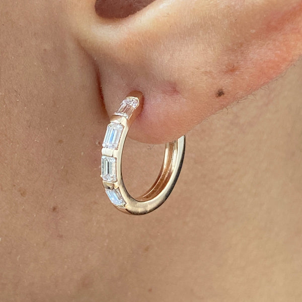 Diamond Hoop Earrings 0.85 Carat Rose Gold 14K