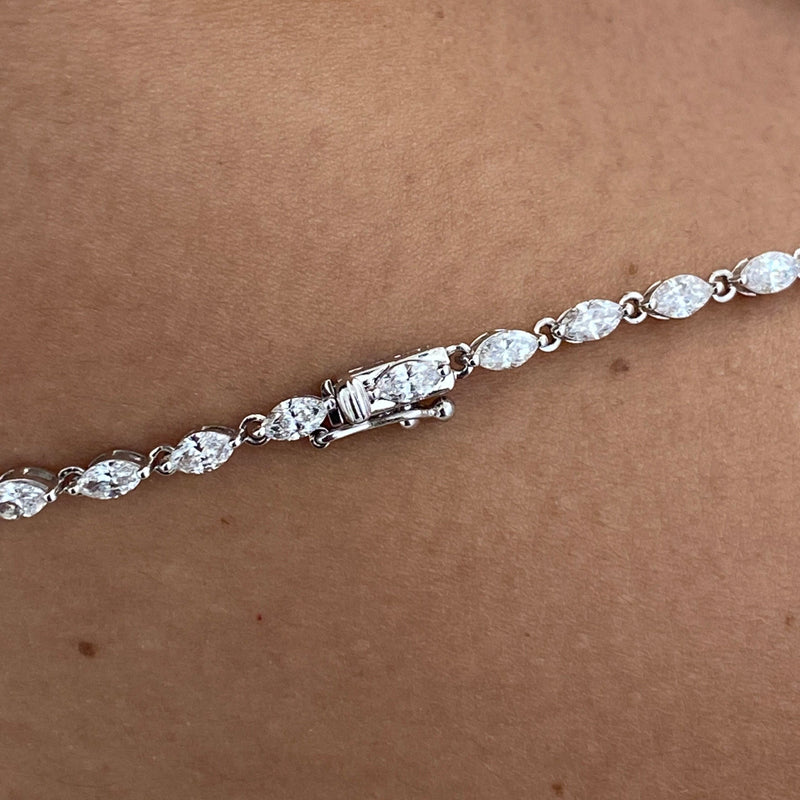 Diamond Tennis Necklace 9.10 Carat White Gold 14K