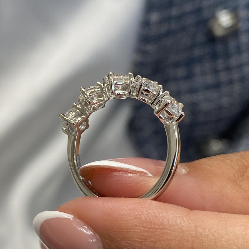 Diamond 5 Stone Ring 1.26 Carat White Gold 14K