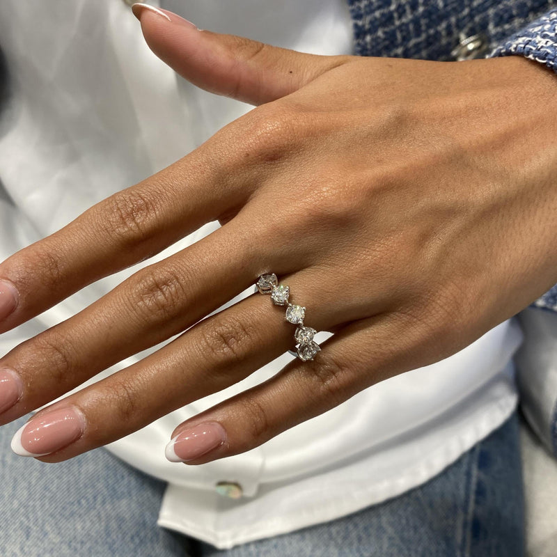 Diamond 5 Stone Ring 1.26 Carat White Gold 14K