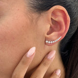 Diamond Climber Earrings 1.08 Carat White Gold 14K