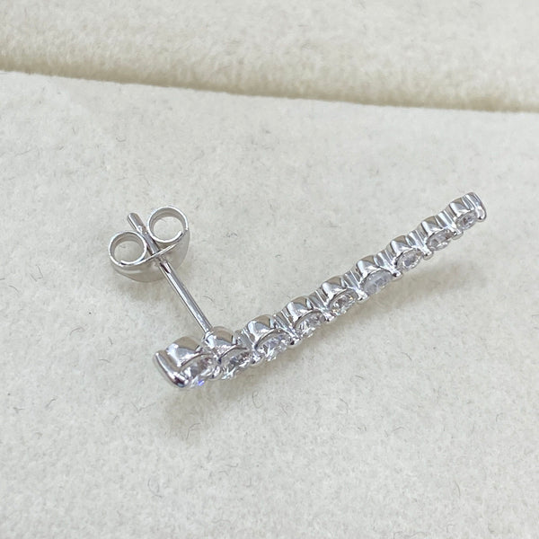 Diamond Climber Earrings 1.08 Carat White Gold 14K