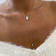 Diamond Lariat Necklace 1.11 Carat White Gold 14K