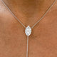 Diamond Lariat Necklace 1.11 Carat White Gold 14K