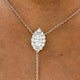 Diamond Lariat Necklace 1.11 Carat White Gold 14K