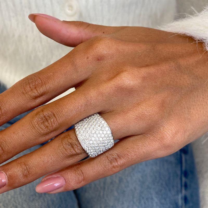 Diamond Dome Ring 3 Carat White Gold 14K