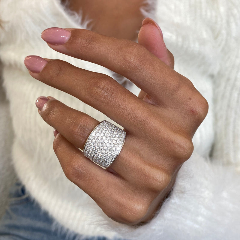 Diamond Dome Ring 3 Carat White Gold 14K