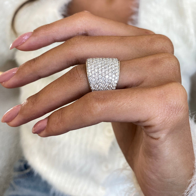 Diamond Dome Ring 3 Carat White Gold 14K