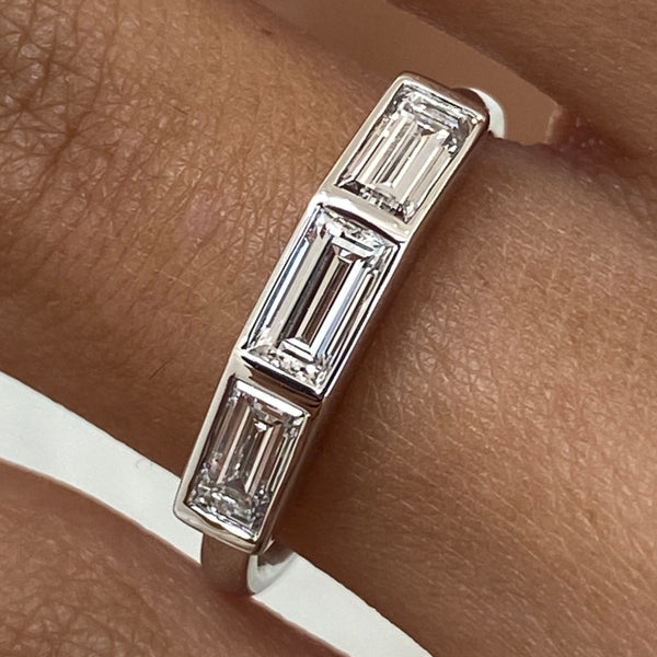 Diamond Three Stone Ring 0.68 Carat White Gold 14K