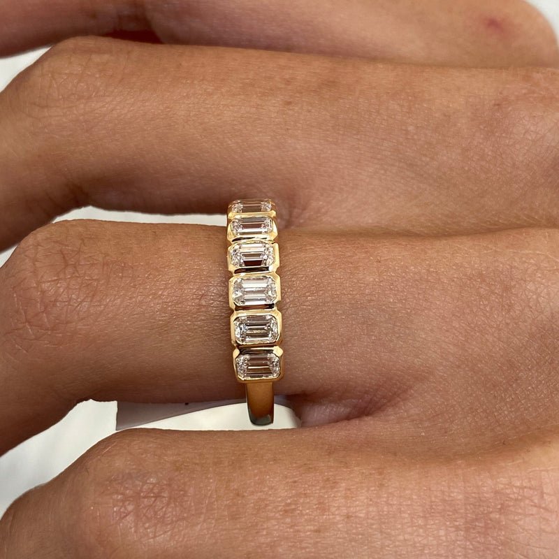 Diamond Half Eternity Ring 1.05 Carat Yellow Gold 14K