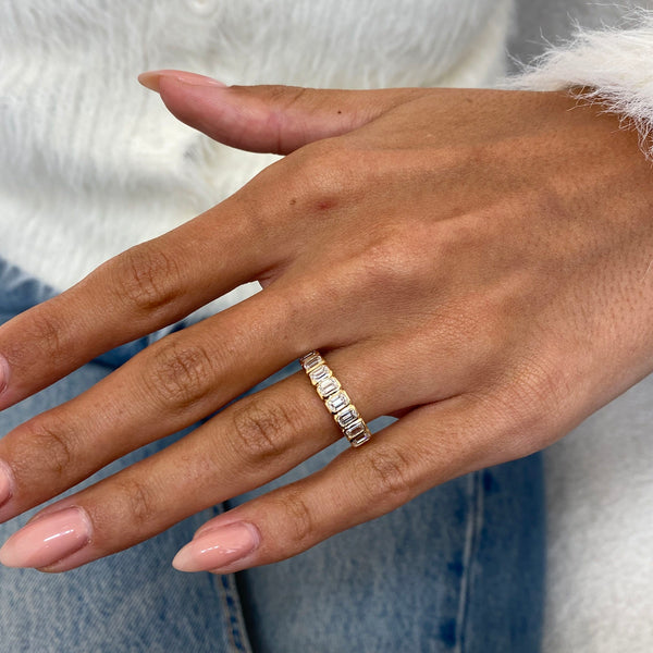 Diamond Half Eternity Ring 1.05 Carat Yellow Gold 14K