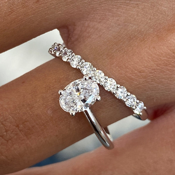 Diamond Wrap Ring 1.17 Carat White Gold 14K