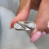Diamond Two Stone Ring 1.11 Carat White Gold 14K