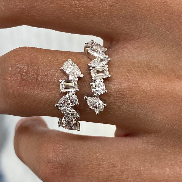 Diamond Wrap Ring 1.48 Carat White Gold 14K