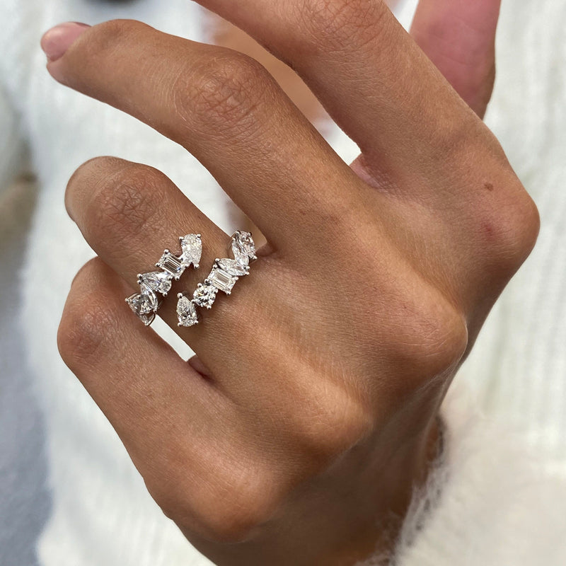 Diamond Wrap Ring 1.48 Carat White Gold 14K