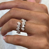 Diamond Wrap Ring 1.48 Carat White Gold 14K