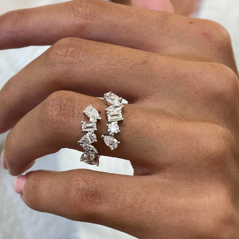 Diamond Wrap Ring 1.48 Carat White Gold 14K